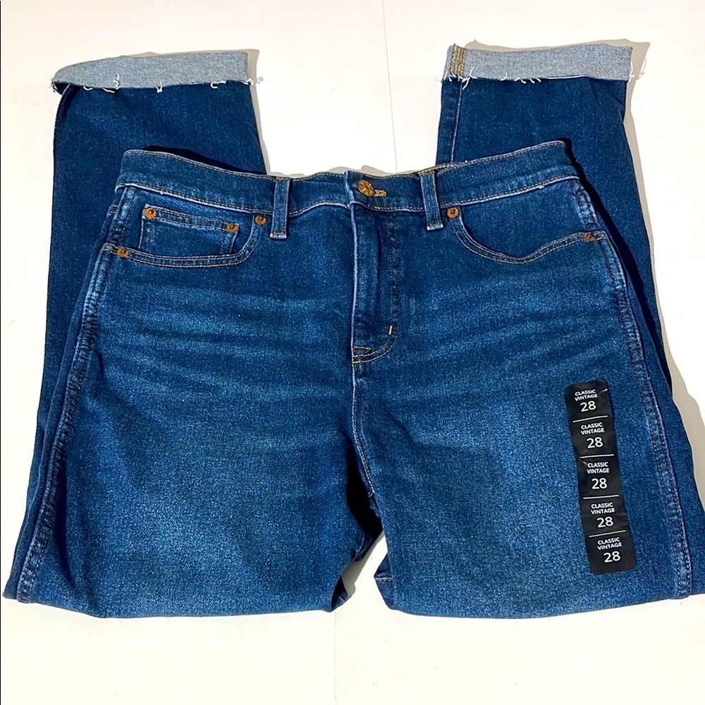 J. Crew Classic Vintage All-Day Stretch Blue Denim Jeans sz 28 medium wash NEW!